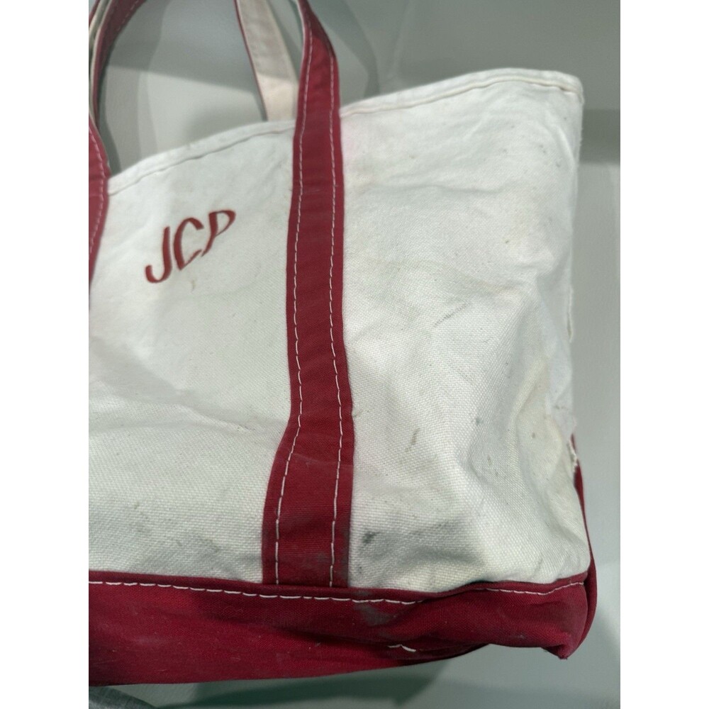 VTG 90’s LL BEAN Boat And Tote “JCP” Large Red Distressed Made In USA Canvas - Picture 9 of 14